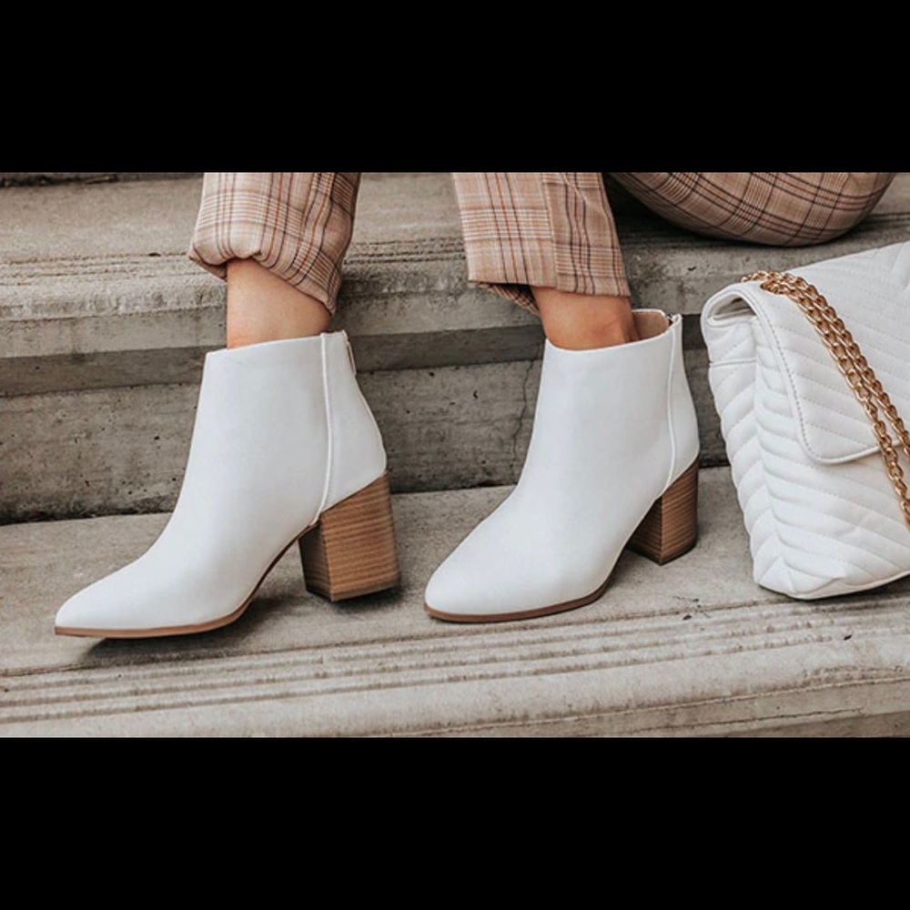 Faux Leather White Booties Size 8.5